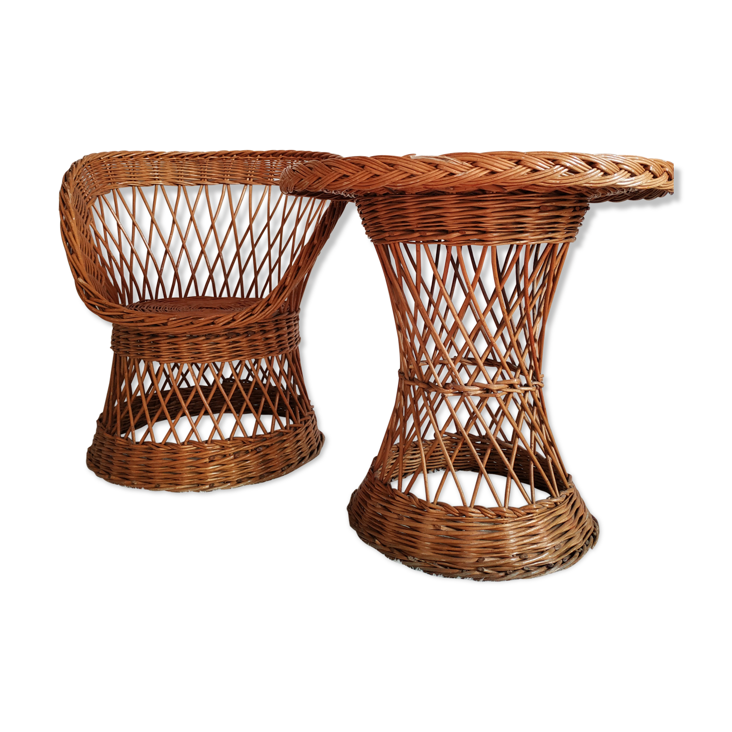 Wicker armchair and his table