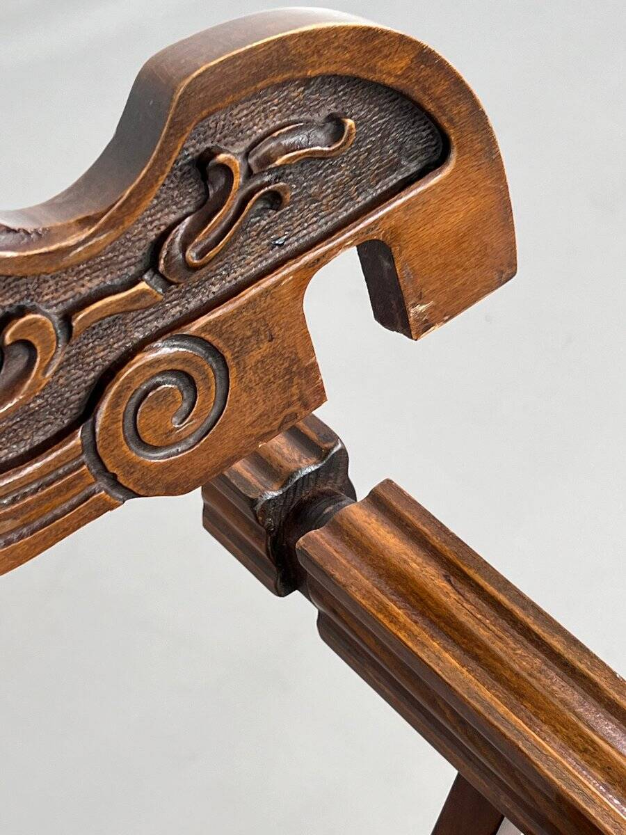 Vintage Carved Wooden Folding Chair