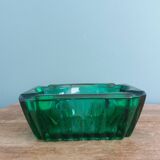 Emerald green glass ashtray, Arques crystal glassware.