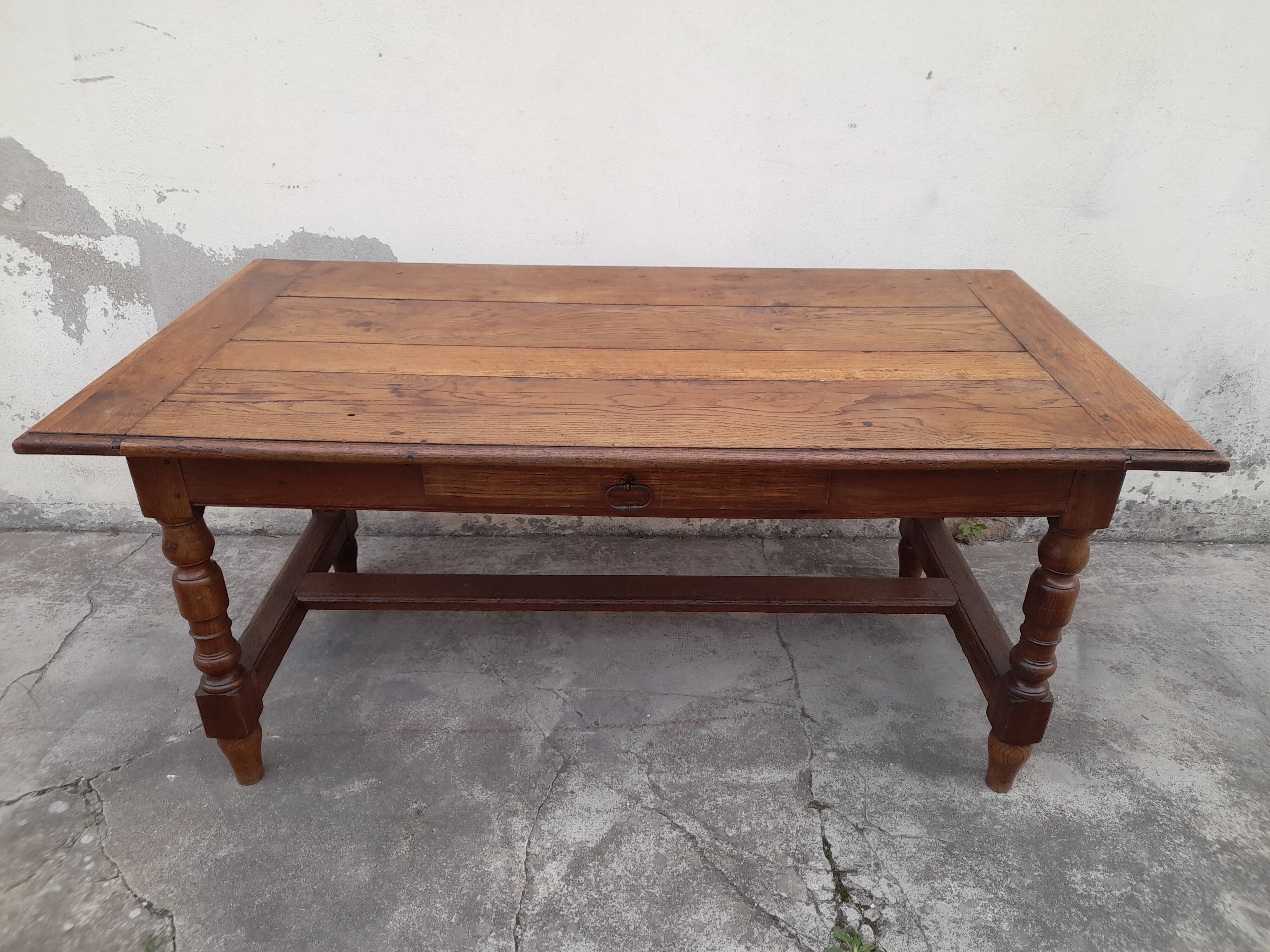 Rustic oak farmhouse table 19th -1m59