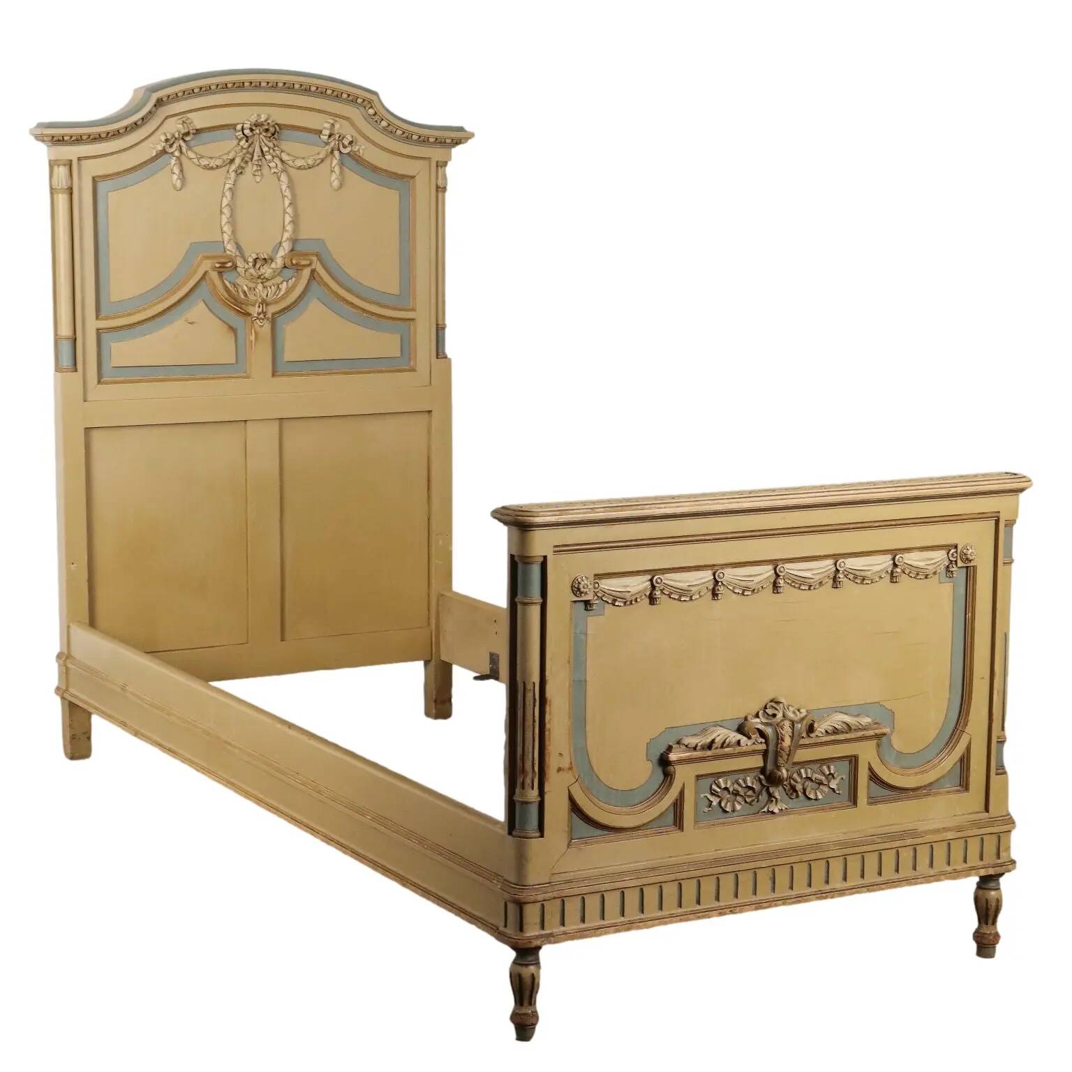Lit ancien de style néoclassique en hêtre laqué, manufacture Luigi Gatti, XXe siècle