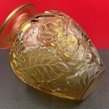 Very beautiful grapevine and vine leaves glass vase, curiously unsigned 22 cm