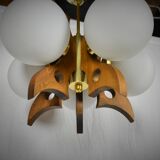 Midcentury Wood Chandelier, 1970s