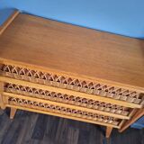 Vintage rattan chest of drawers, antique furniture