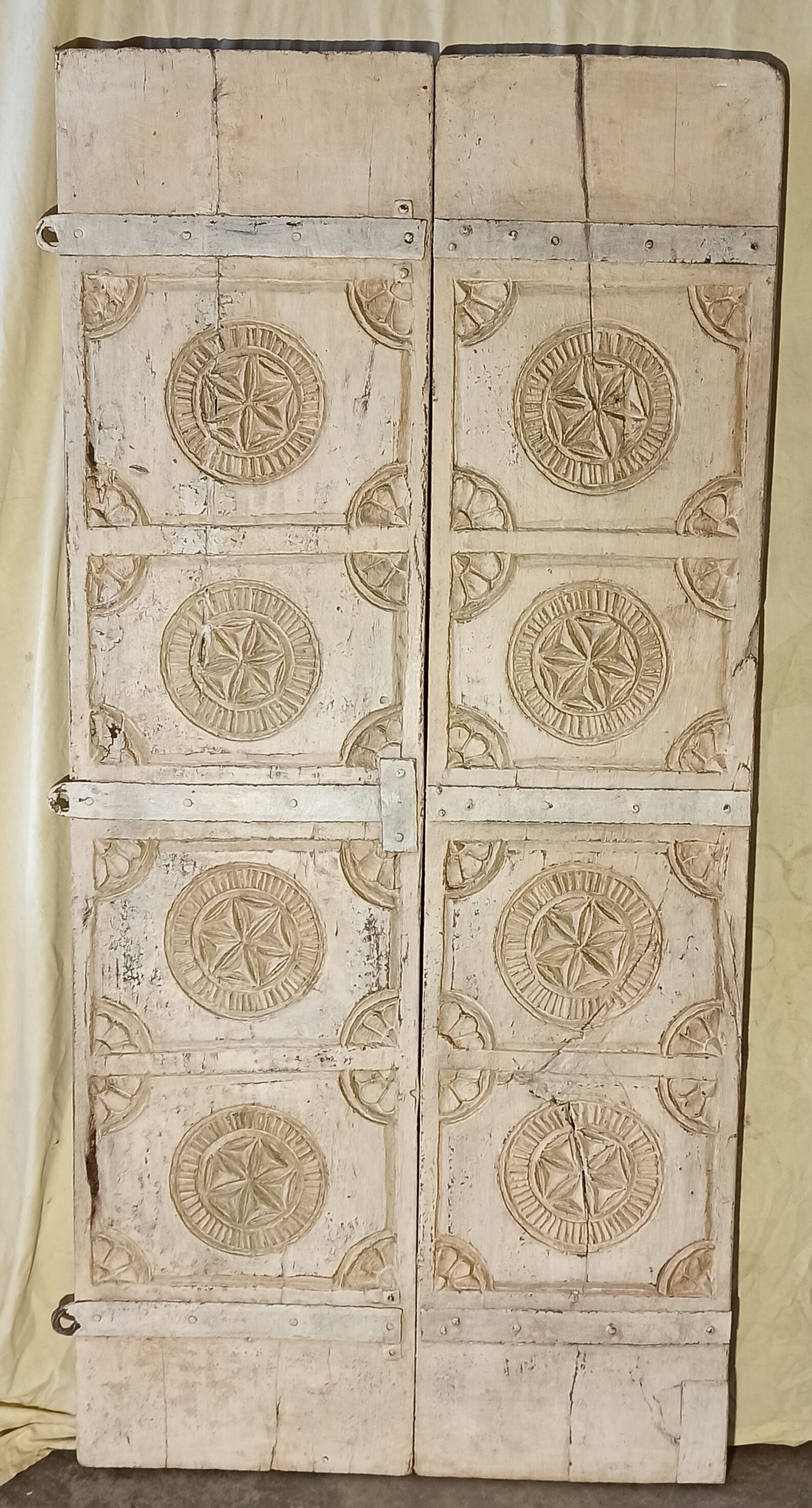 Old white wooden door