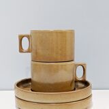2 vintage '70 tea cups and Brenne stoneware sub-cups. In perfect condition.