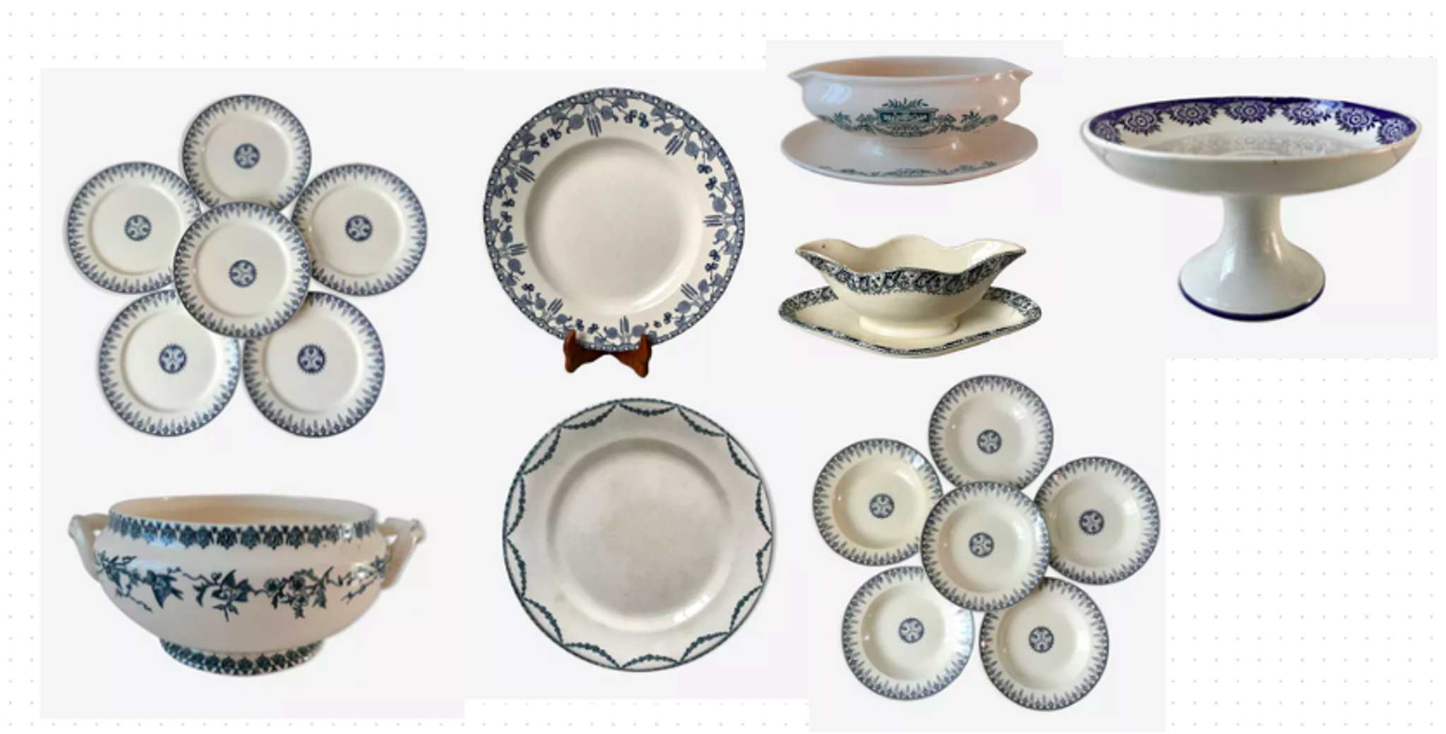 Set of 5 flat plates Terre de Fer U&C Sarreguemines "Rubia" XIXth