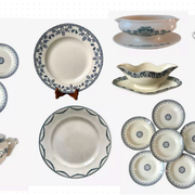 Set of 5 flat plates Terre de Fer U&C Sarreguemines "Rubia" XIXth