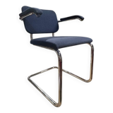 KNOLL armchair blue fabric chrome legs