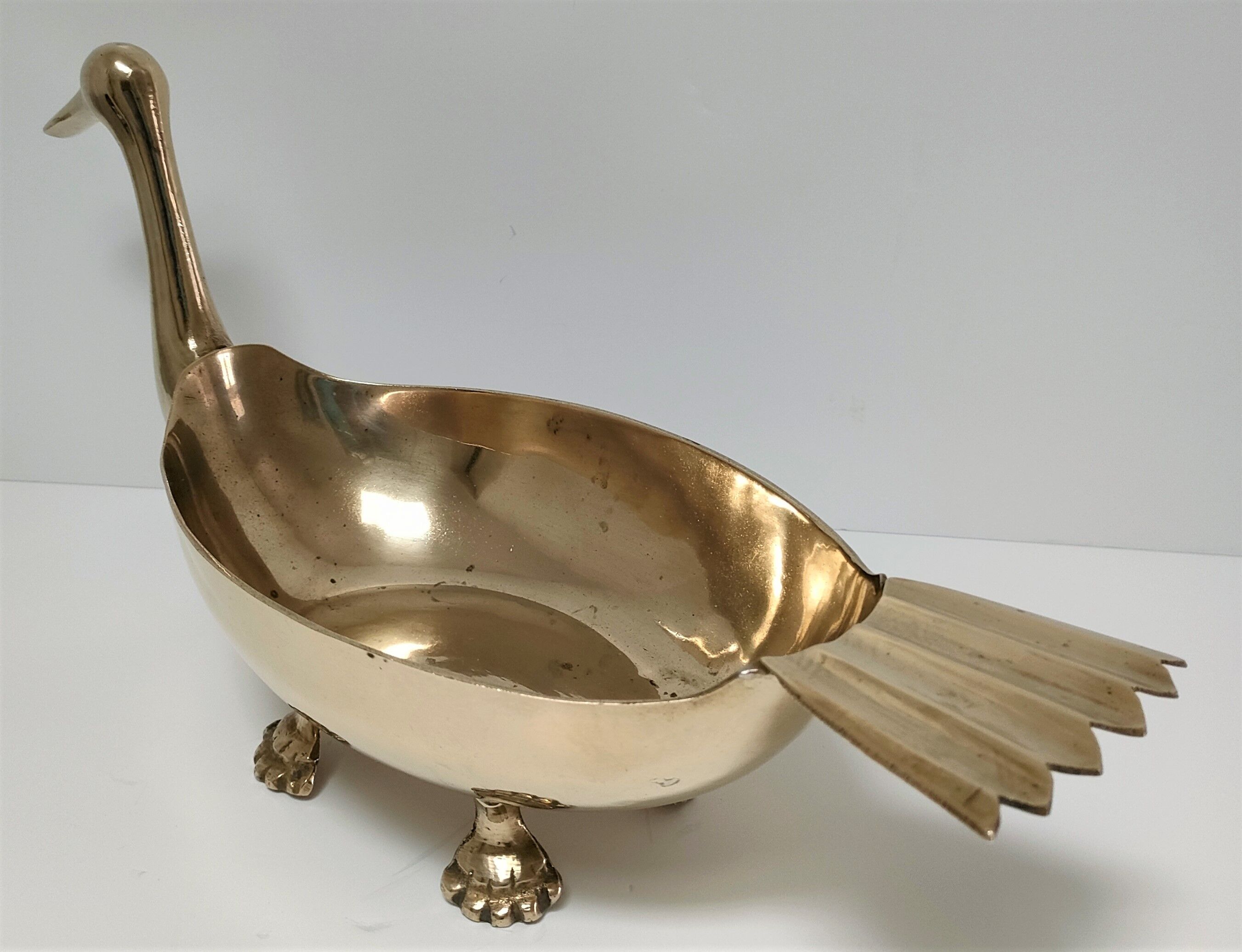 Zoomorphic cut brass bird 70s