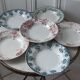 Set of 6 hollow plates Terre de Fer XIXth Saint Amand "Campanule" "Anémone"