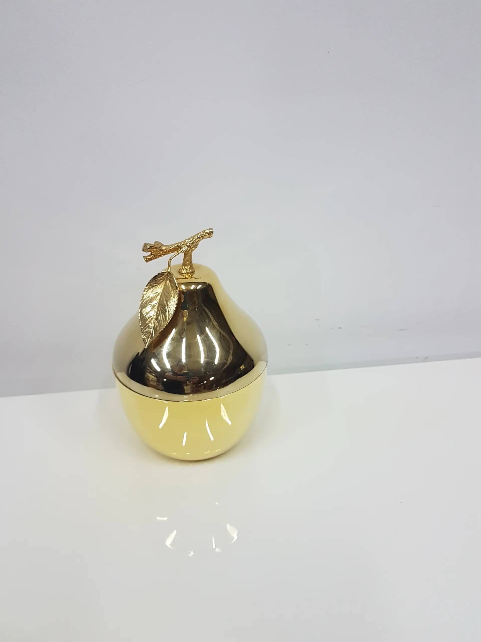 "Pear" ice bucket, gold-colored, gold-finished material, designed by H. Tur