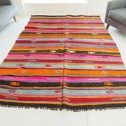 Vibrant Vintage Anatolian Kilim,Hand-Woven Wool & Cotton Rug – sku 137