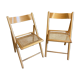 Pair of folding wooden chairs and vintage cannage