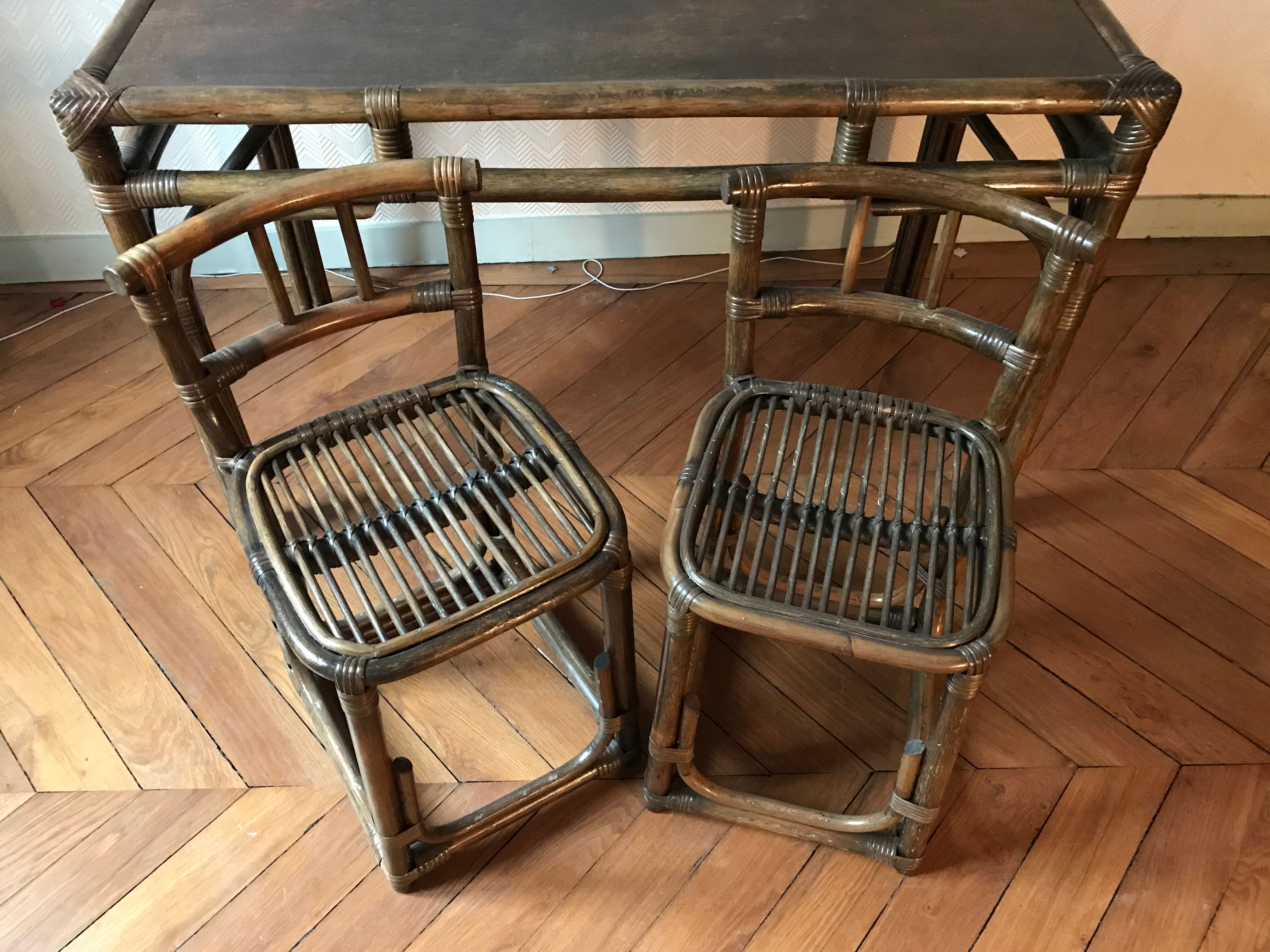 Rattan desk and these chairs