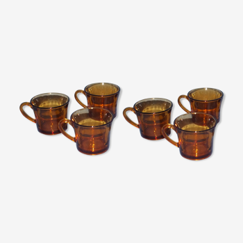 Duralex vintage amber glass coffee cup set