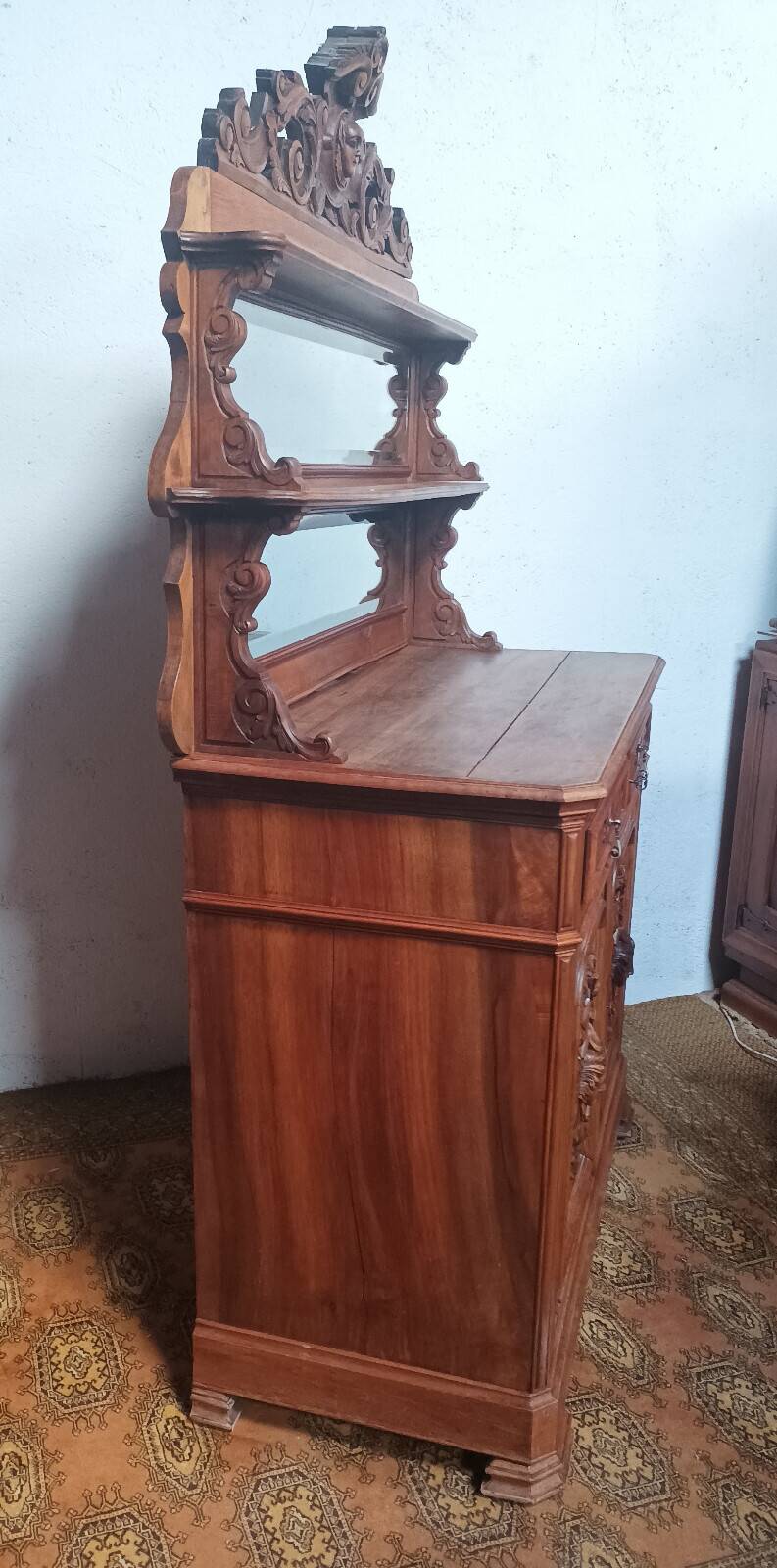 19th-century walnut Saint Hubert buffet