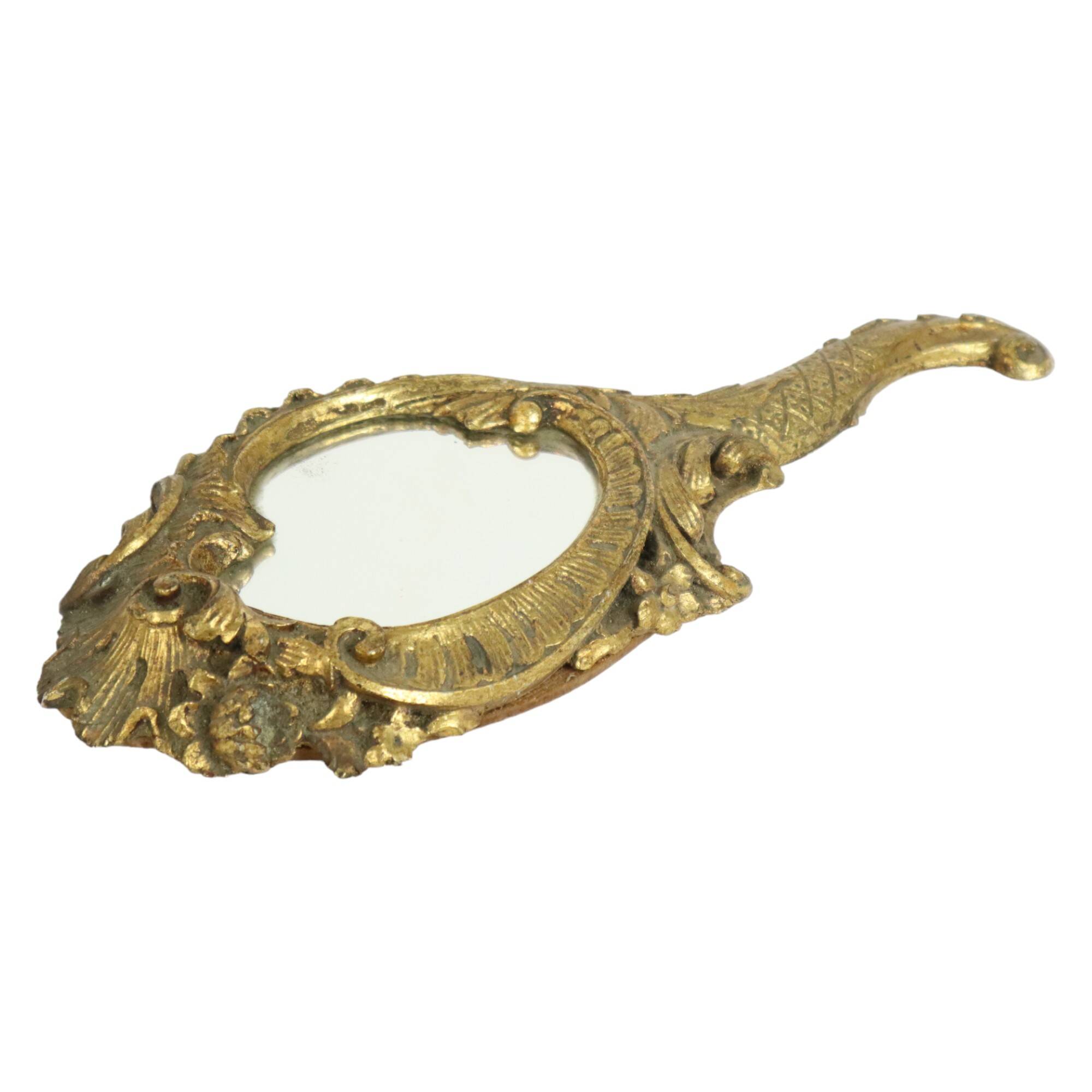 Old Gold Hand Mirror Make Up Mirror Classic Baroque Style