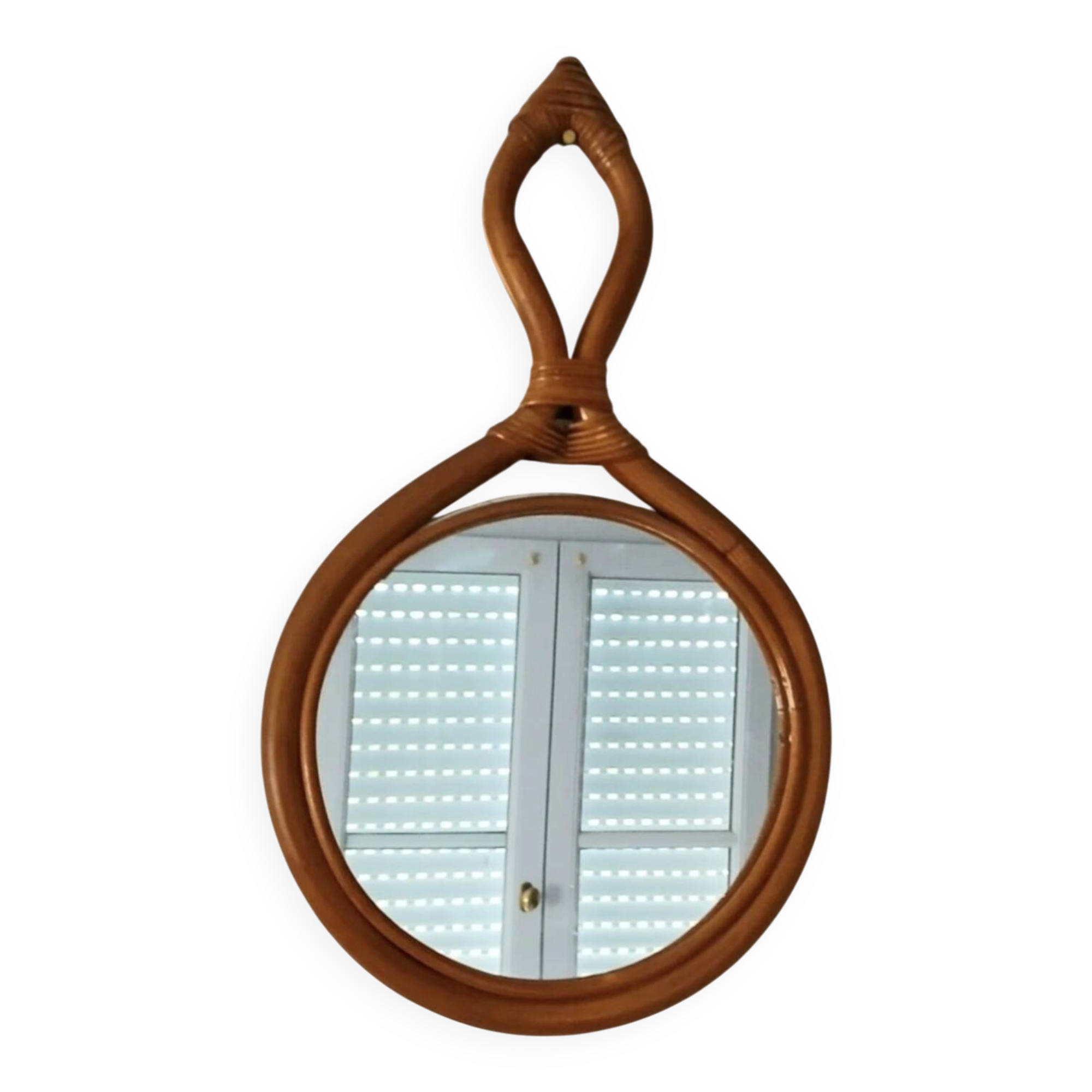 Drop mirror in rattan, 1960