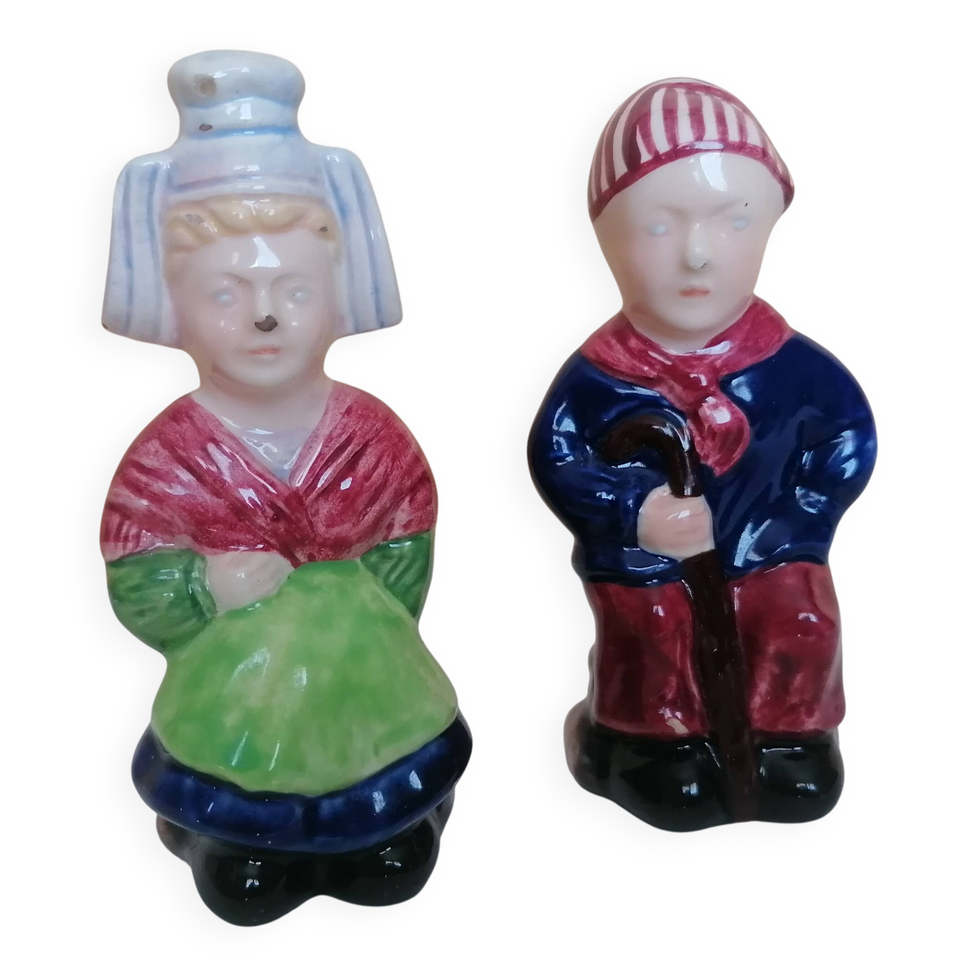 Breton salt and pepper shakers in a couple.