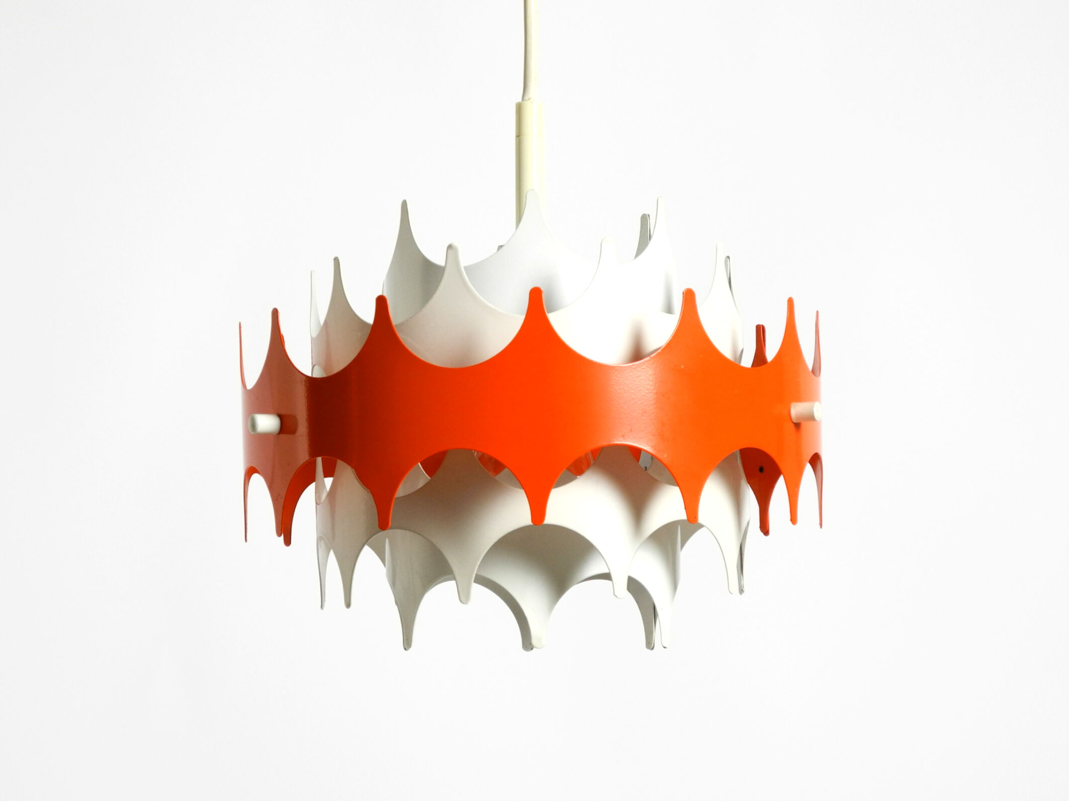Beautiful small original 1960s Space Age metal pendant lamp by Doria