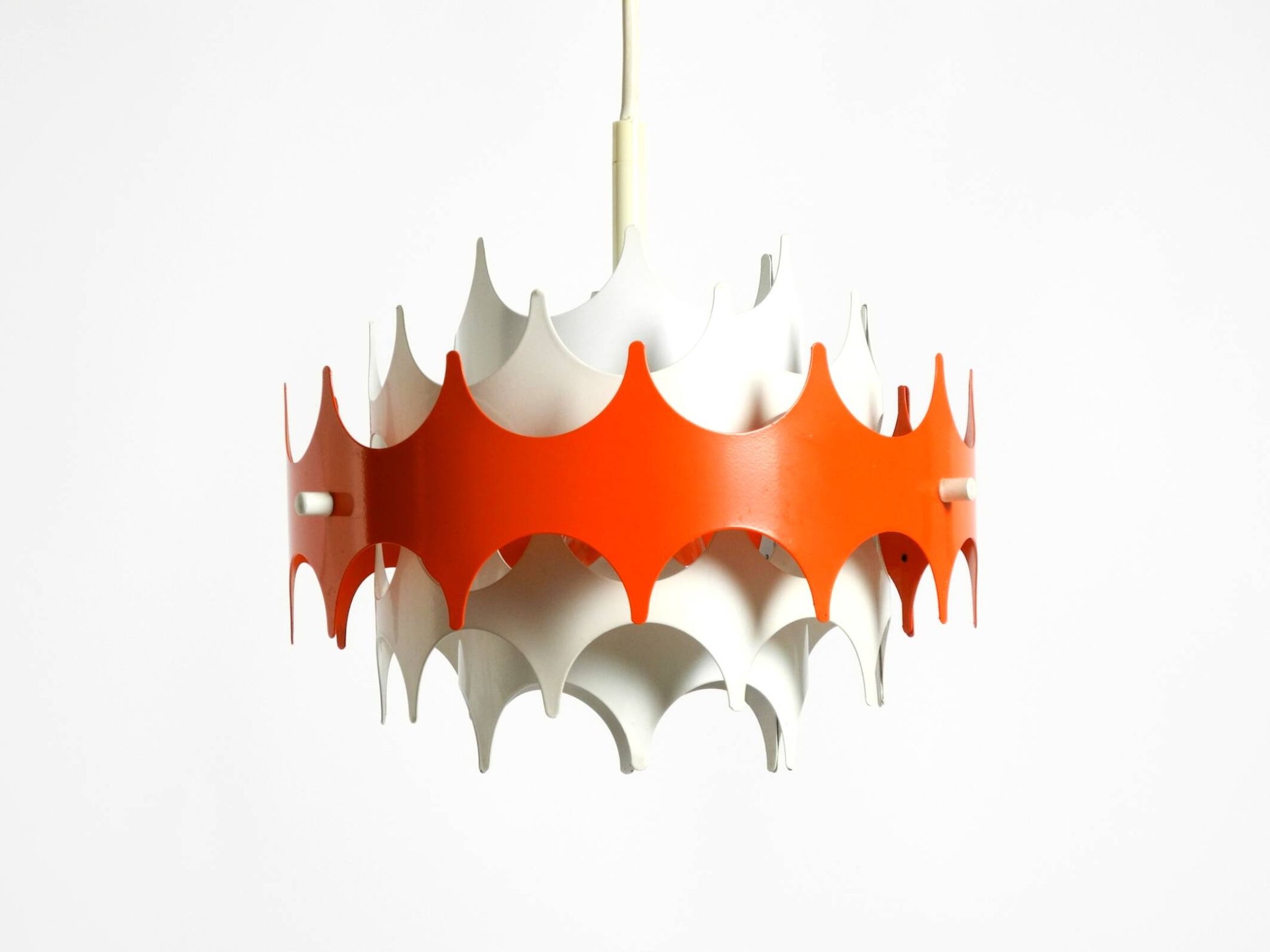 Beautiful small original 1960s Space Age metal pendant lamp by Doria