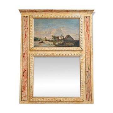mirror trumeau and landscape painting – Faux marble decor –
