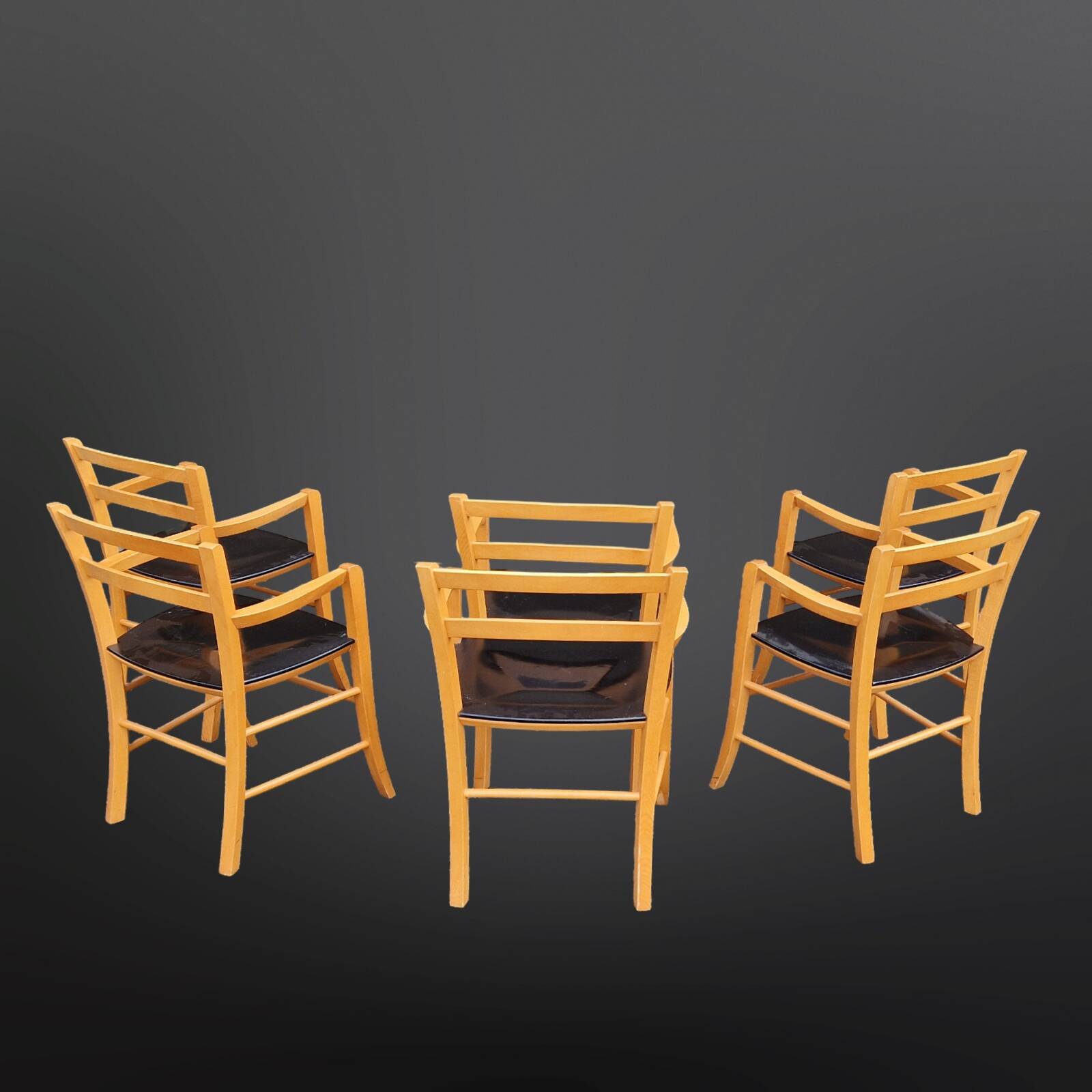 Set of 6 "Marocca" armchairs by Vico Magistretti for De Padova, Italy 1980s