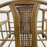 Wicker rattan magazine rack with vintage caning