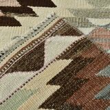 3x10 Cream & Brown Vintage Kilim Runner Rug, 81x306Cm