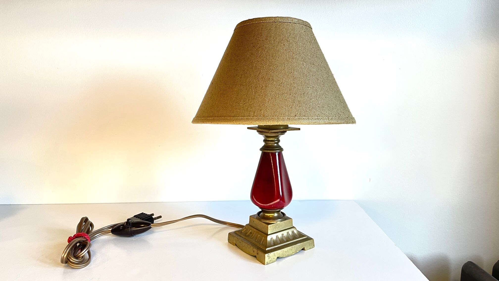 Vintage ceramic and brass lamp