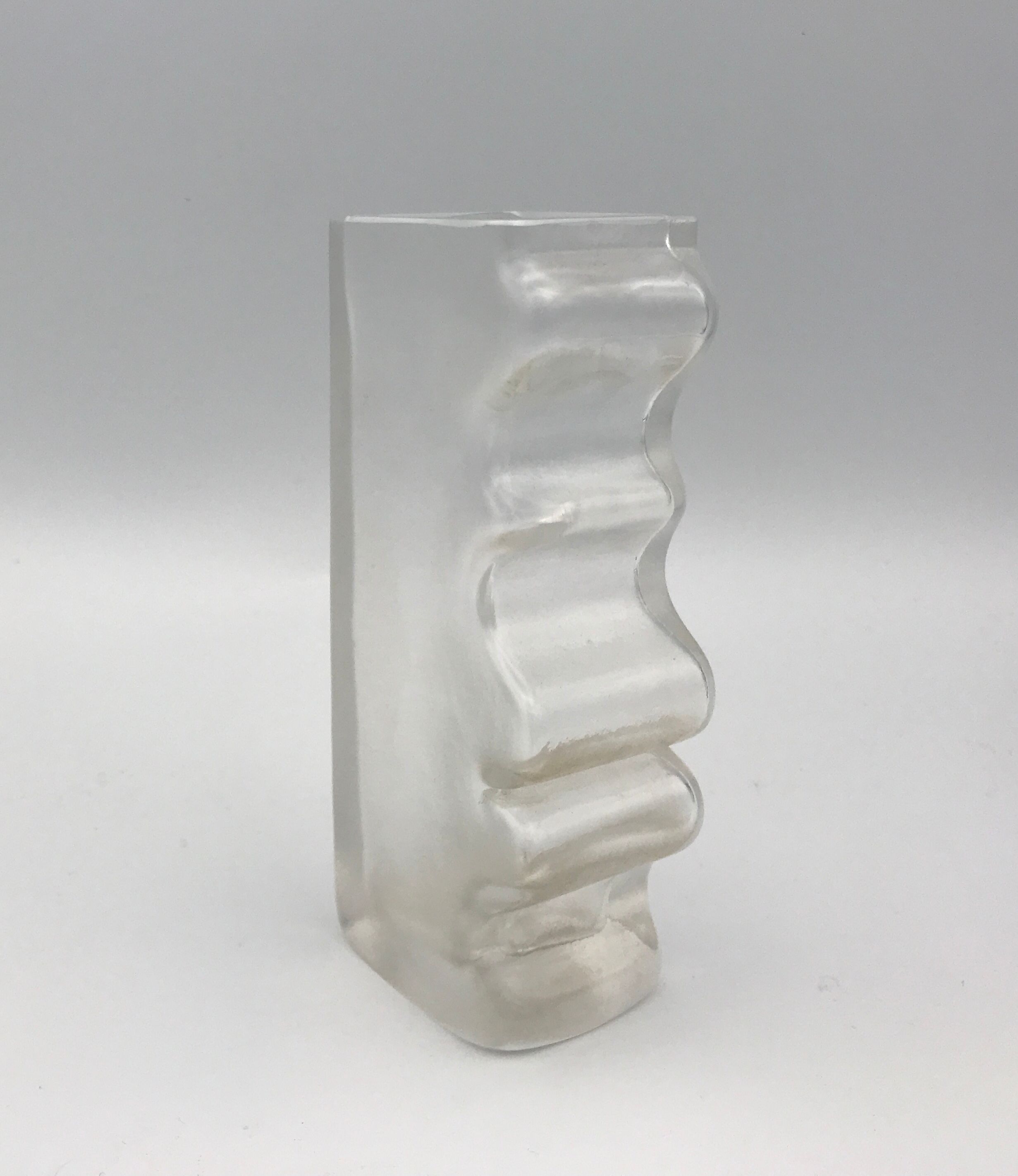 Vase in thick glass with frosted effect stamped by claus josef riedel