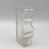 Vase in thick glass with frosted effect stamped by claus josef riedel