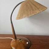 Rare table lamp Temde, teak and sisal, Switzerland, 1960s
