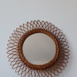 Vintage wicker sun mirror 45x45cm