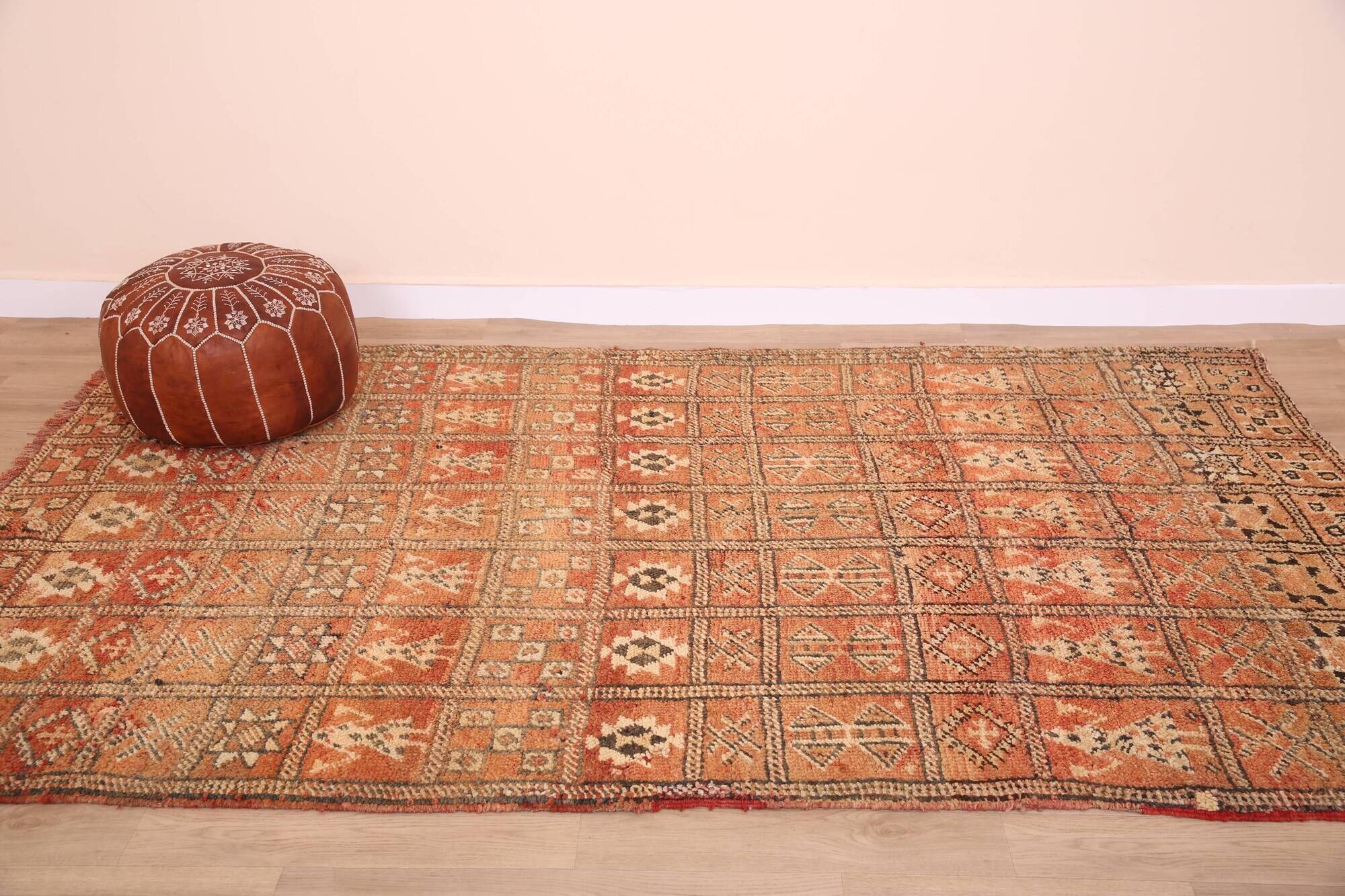 Peach Vintage Moroccan Rug 169 x 268 cm, Berber Tribal Wool Rug, Boho Rug