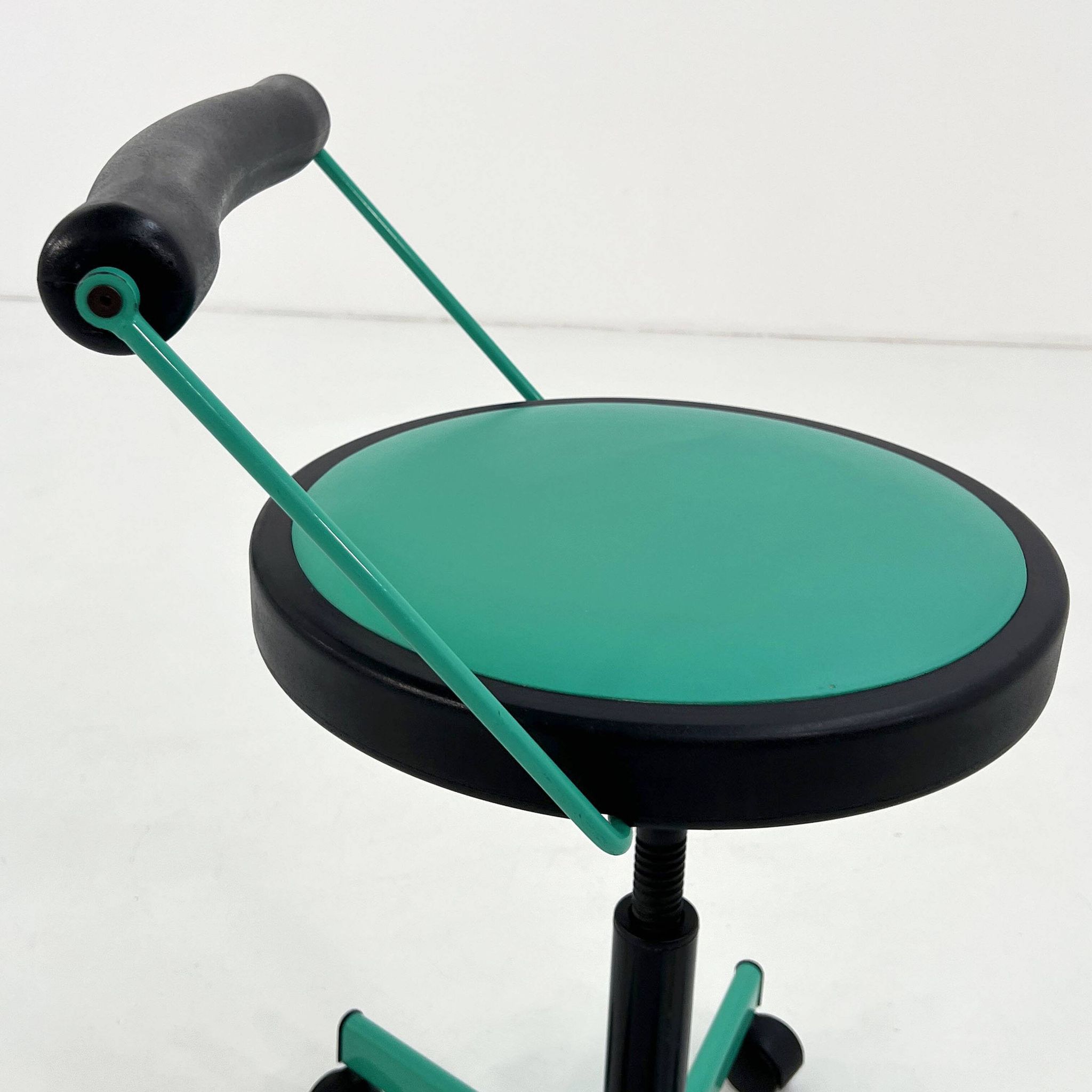 Turquoise adjustable office chair by Bieffeplast, 1980