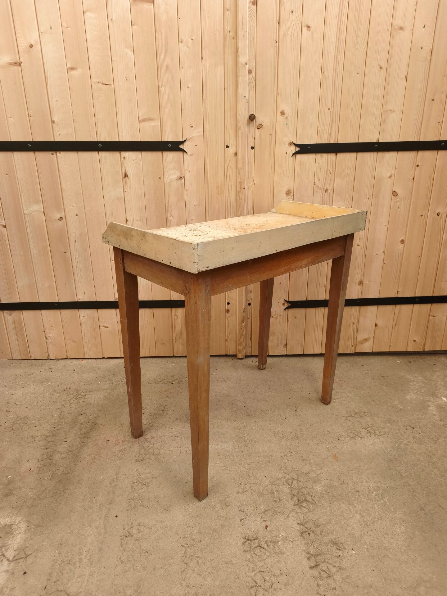 Workshop table - Small counter - Vintage solid wood desk