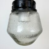 Industrial Bakelite Pendant Light with Frosted Glass, 1970s