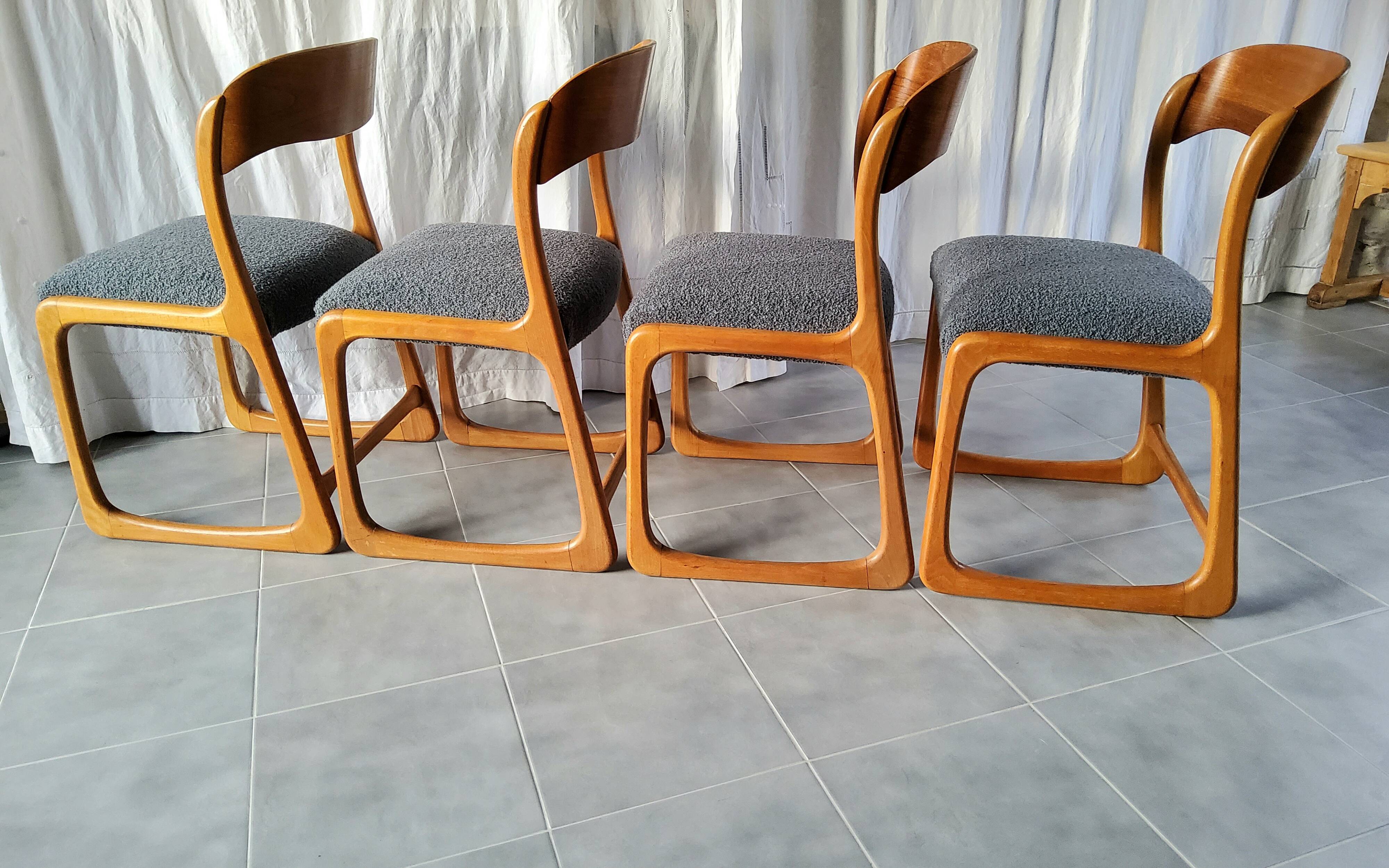 Ensemble de 4 chaises traîneau Baumann