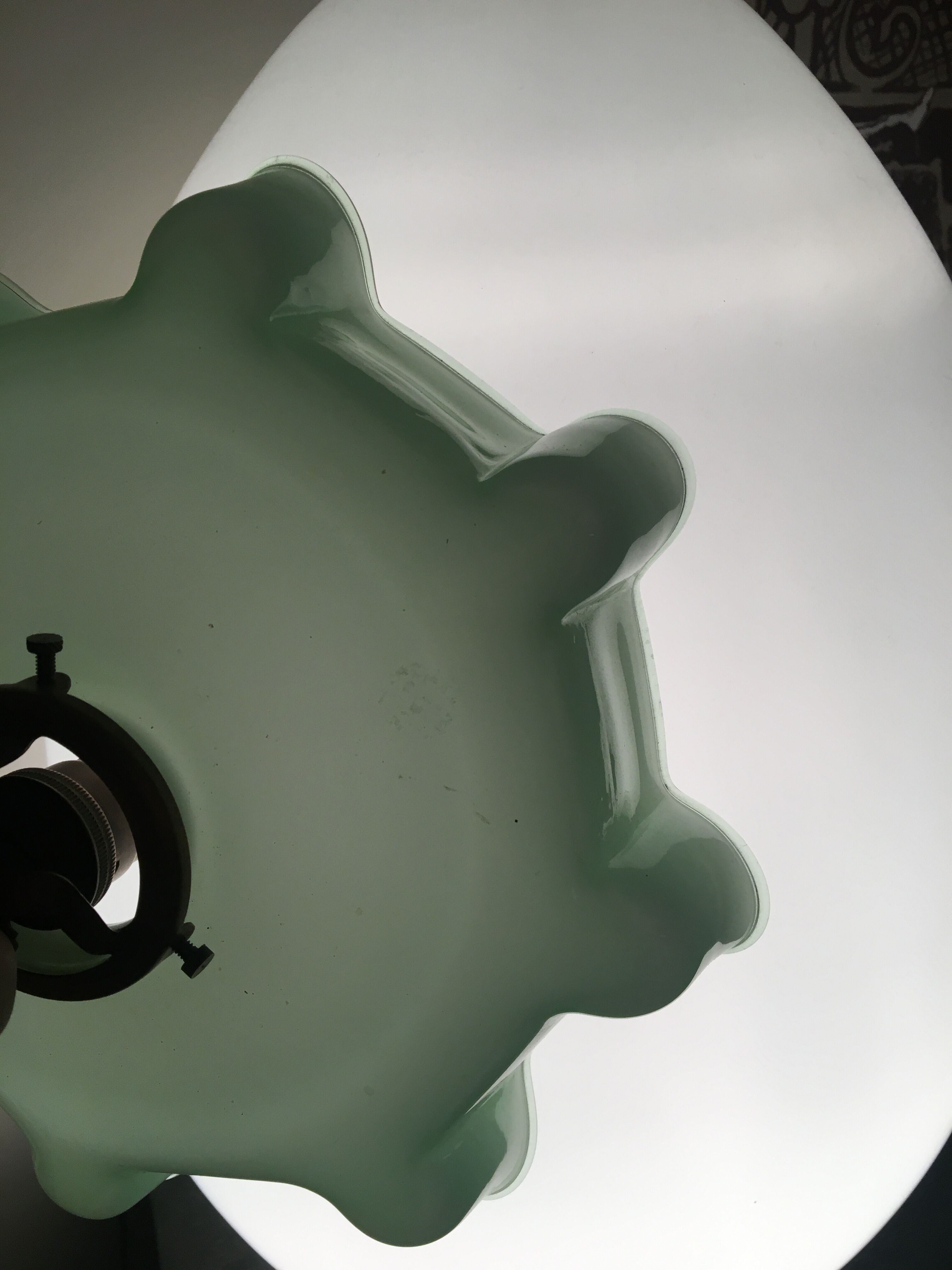 Mint green opaline hanging and brass socket