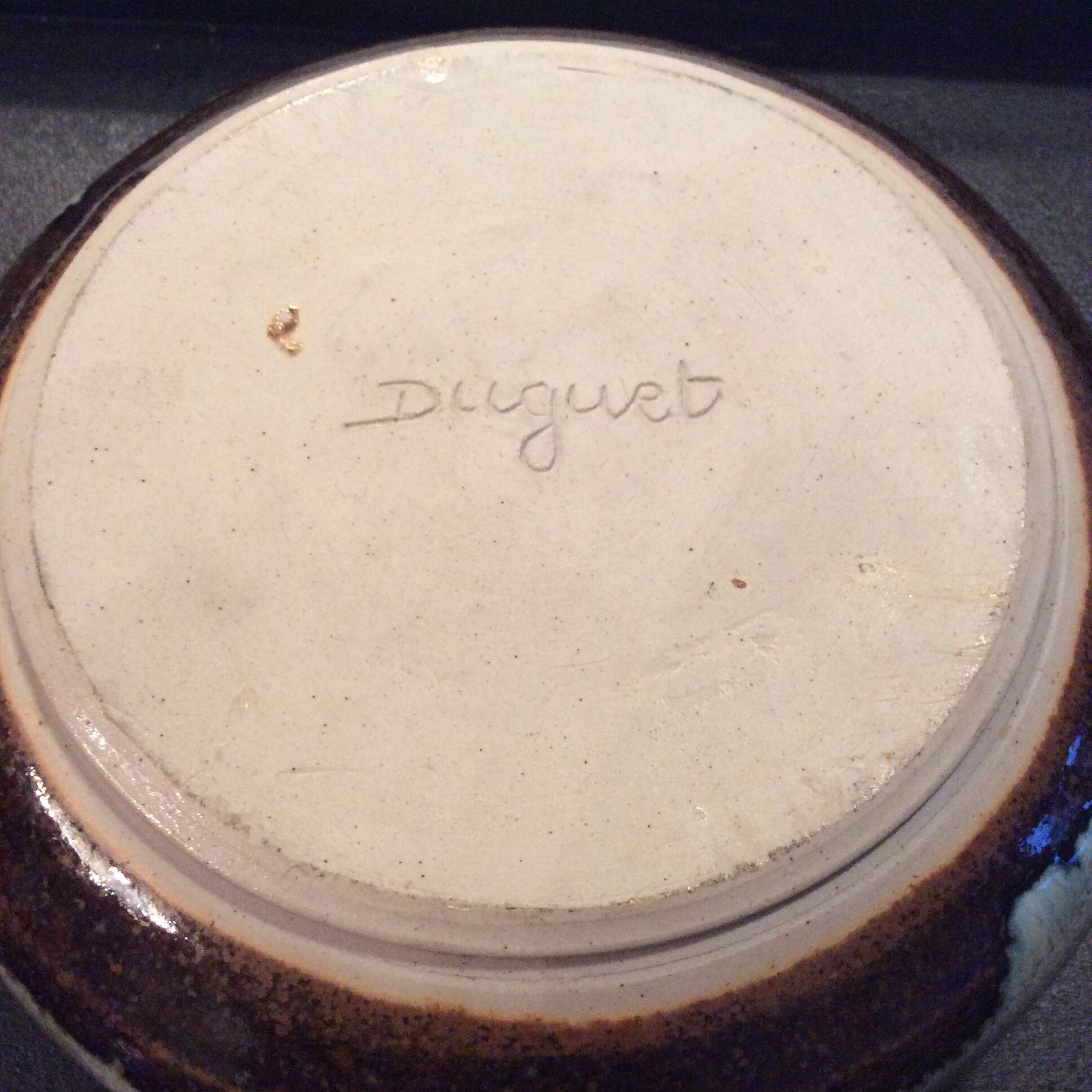 Empty vintage ceramic pocket signed Duguet