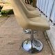 Set of 4 chairs tulip armchairs in beige skaï 1970