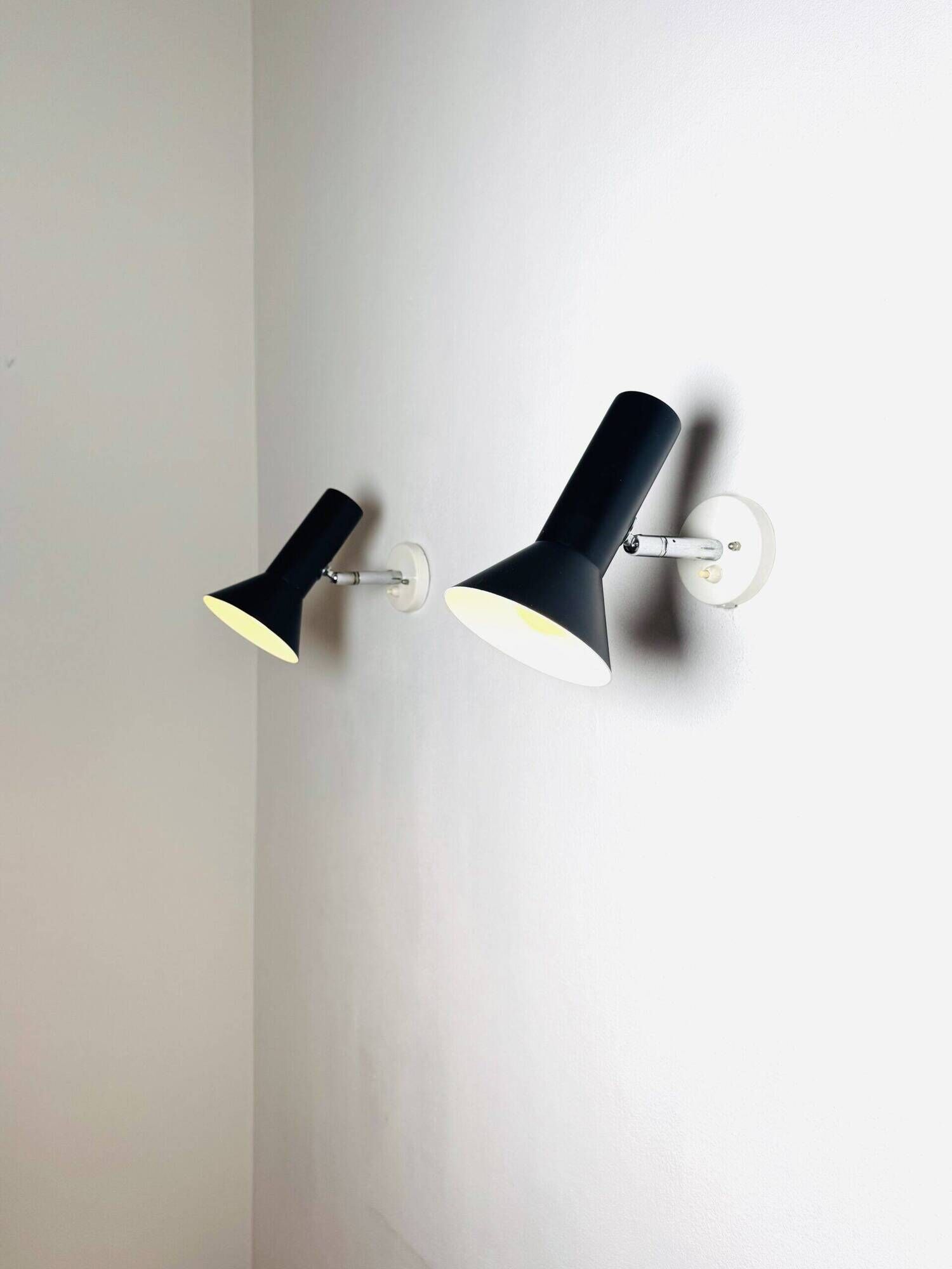 Pair Of C-1524 Adjustable Wall Lamps In Black By Raak Amsterdam, The Netherlands, 1960S