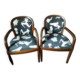 A pair of art deco workshop armchairs