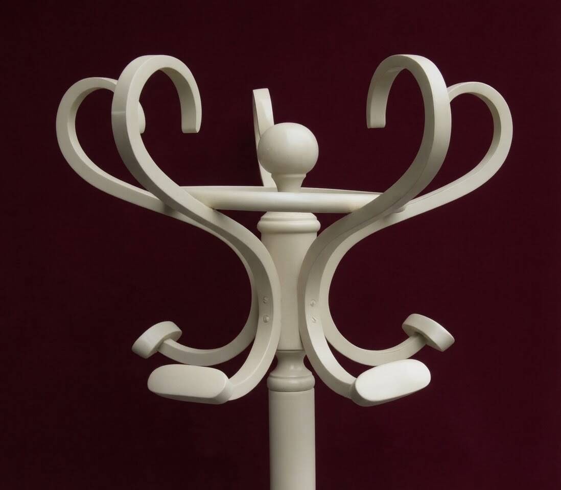 Vintage Cream Curved Wood Thonet Coat Rack