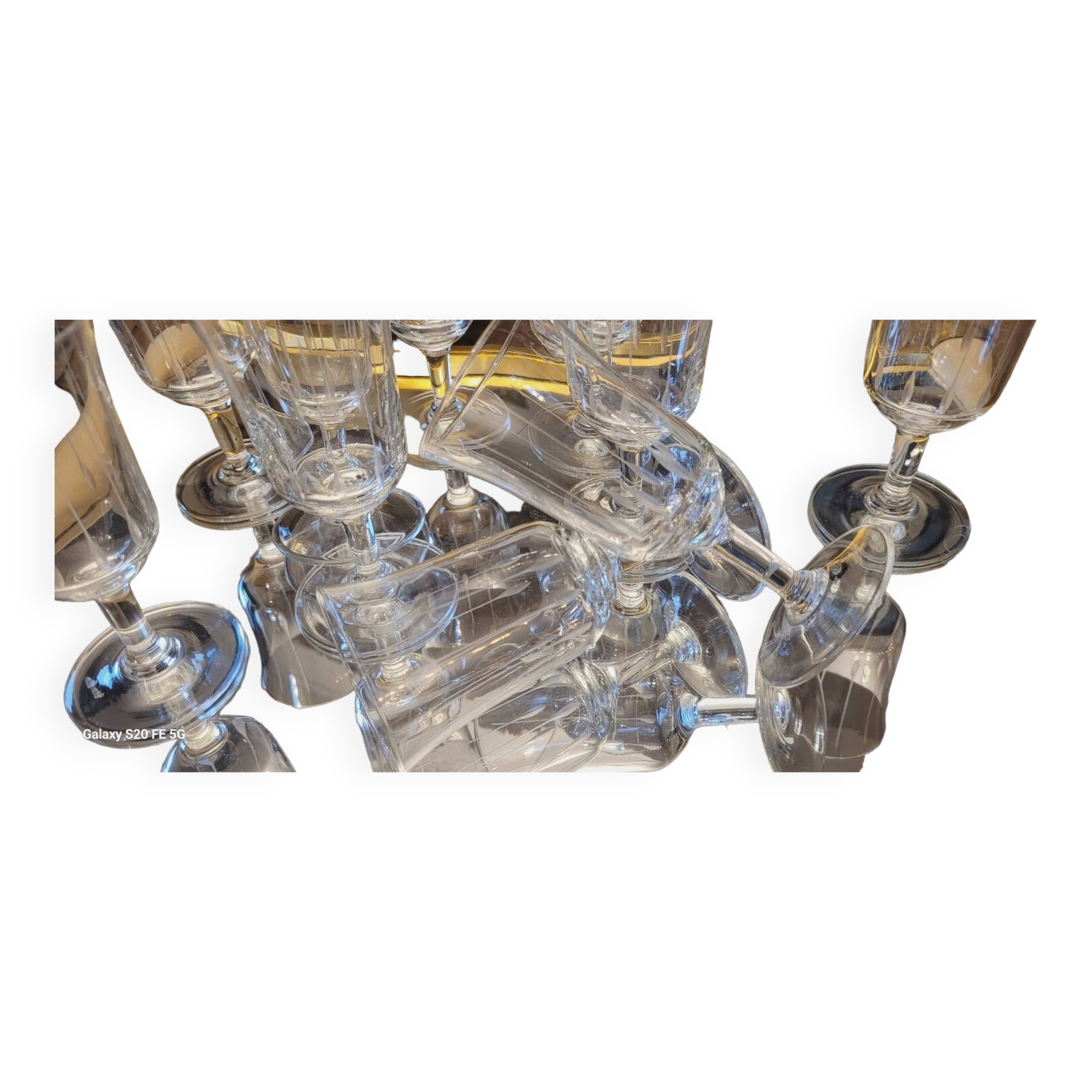 60's chiseled glass stemware