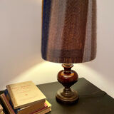 Table lamp vintage bohemian 70s wool lampshade