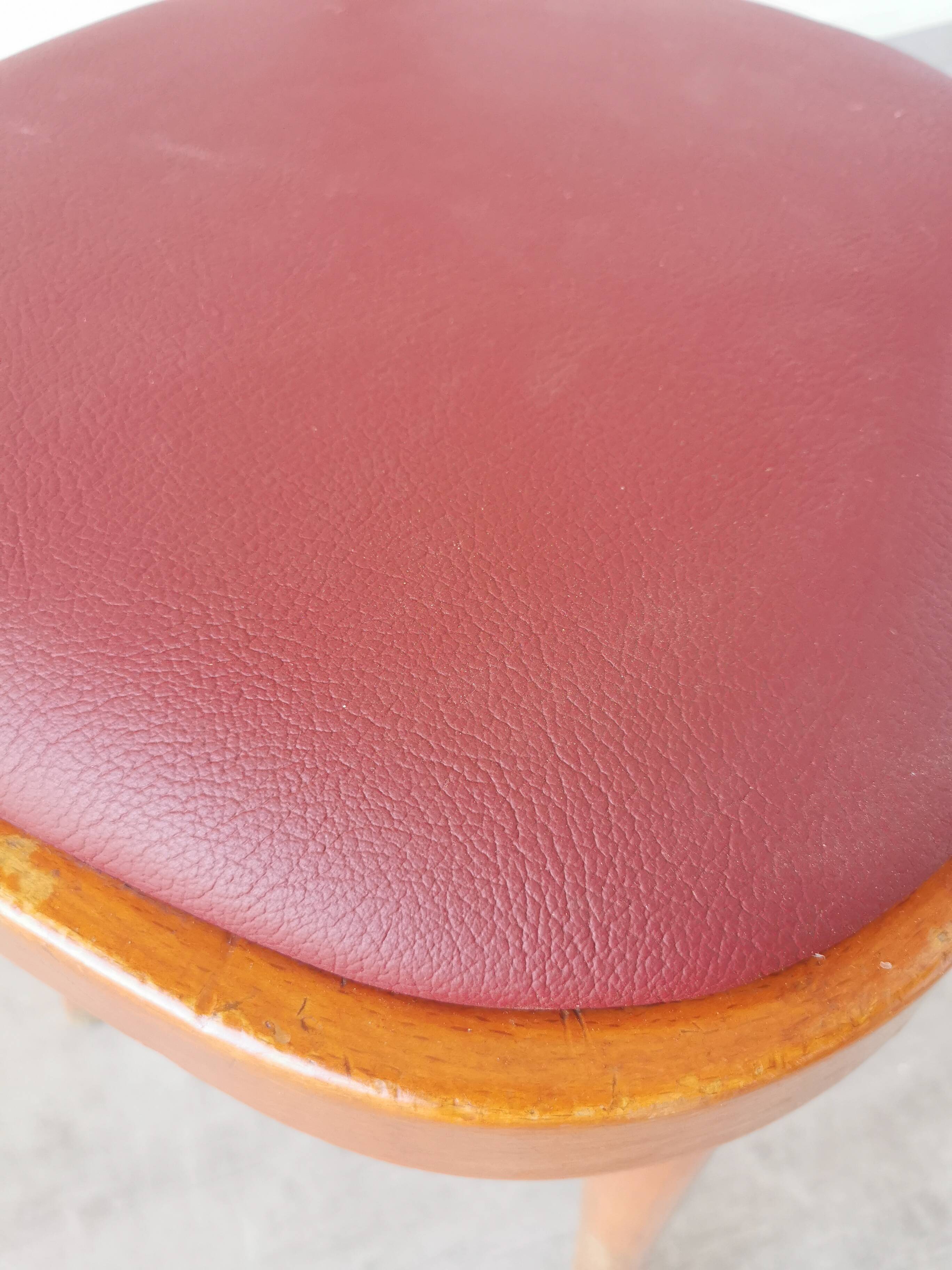 Vintage Bentwood Armchair: 1970s Red Faux Leather Irish Pub Chair