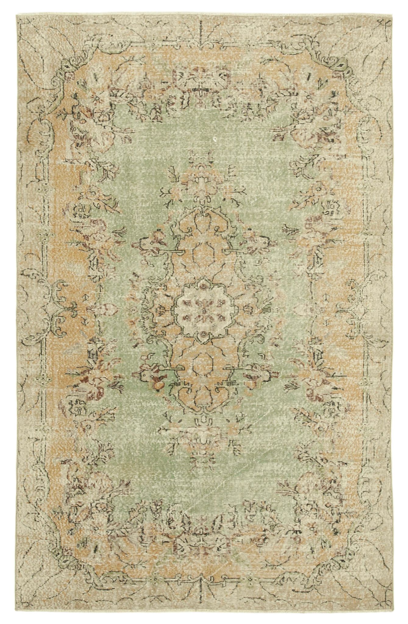 Tapis beige oriental ancien fait à la main 198 cm x 311 cm